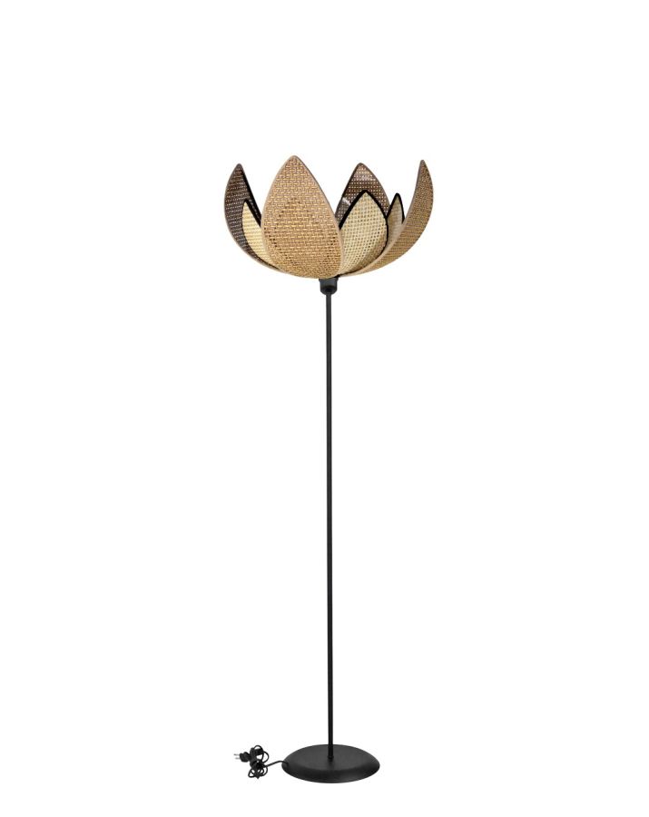 HFLB-70 FLOOR LAMP BLACK-RATTAN ΟΡΘΟΣΤΑΤΗΣ ΦΥΛΛΑ Heronia 31-1394