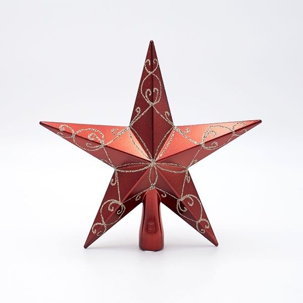 ΠΛΑΣΤΙΚΗ ΚΟΡΥΦΗ, KOKKINH, ΜΕ ΧΡΥΣΟ GLITTER, 20cm Eurolamp 600-47826