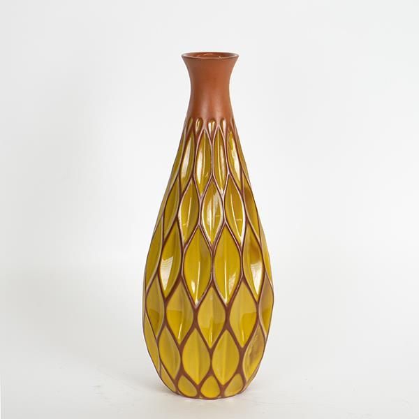 ΒΑΖΟ ΚΕΡΑΜΙΚΟ ΤΕΡΑΚΟΤΑ - ΚΙΤΡΙΝΟ 14.5x14.5x37cm Eurolamp 752-20225