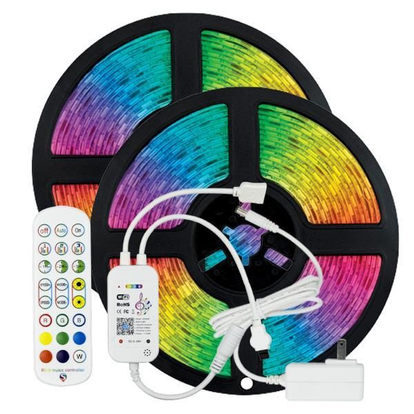 ΤΑΙΝΙΑ LED KIT 2 Χ 5 ΜΕΤΡΩΝ RGB 12V + DRIVER + Wifi CONTROLLER ΜΕ ΜΟΥΣΙΚΗ IP20 Eurolamp 145-70044