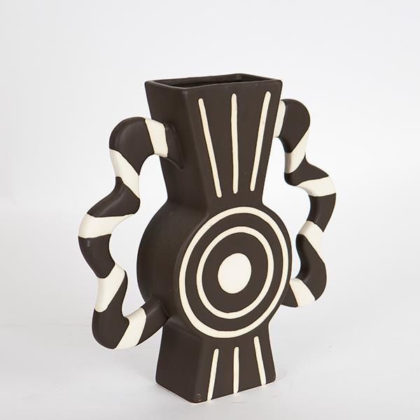 ΒΑΖΟ ΚΕΡΑΜΙΚΟ ΜΑΥΡΟ - ΜΠΕΖ ΜΕ ΧΕΡΟΥΛΙΑ 37x8x35.5cm Eurolamp 752-20208