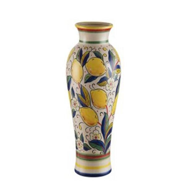 ΒΑΖΟ ΚΕΡΑΜΙΚΟ ΜΠΕΖ-ΜΕ ΛΕΜΟΝΙΑ 21x21x46.5cm Eurolamp 819-00180
