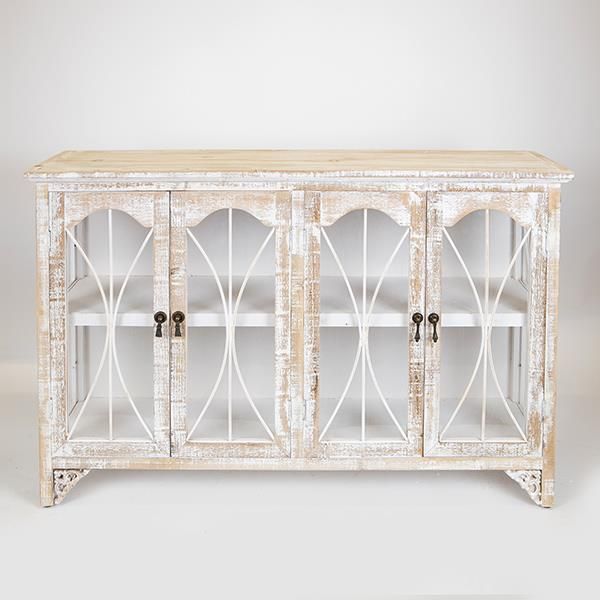 ΜΠΟΥΦΕΣ ΞΥΛΙΝΟΣ ΑΝΤΙΚΕ ΛΕΥΚΟΣ 121x32x78cm Eurolamp 750-25019