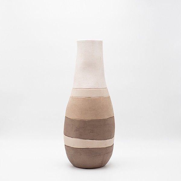 ΒΑΖΟ ΚΕΡΑΜΙΚΟ ΕΚΡΟΥ-ΜΠΕΖ-ΚΑΦΕ 18x18x44.5cm Eurolamp 819-00292