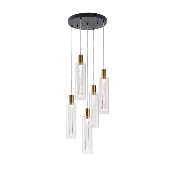 ΦΩΤΙΣΤΙΚΟ ΚΡΕΜΑΣΤΟ ΓΥΑΛΙ 5ΦΩΤΟ LED 38W 4400Lm 3000K Φ350x1930mm ΔΙΑΦΑΝΕΣ ARTE ILLUMINA VIAL Eurolamp 144-15101