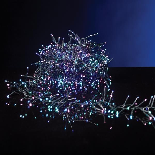 CLUSTER 6m, 768 LED 3mm, 31V ΜΕΤΑΣΧΗΜΑΤΙΣΤΗ, 8 ΠΡΟΓΡΑΜΜΑΤΑ & ΜΝΗΜΗ, ΠΡΑΣΙΝΟ PVC ΚΑΛΩΔΙΟ, OΠΑΛ ΠΟΛΥΧΡΩΜΟ LED, ΠΡΟΕΚΤΑΣΗ ΠΑΡΟΧΗΣ 3m, IP44 Eurolamp 600-18748