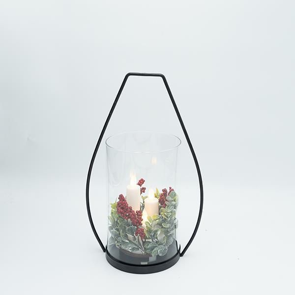 ΜΕΤΑΛΛΙΚΟ ΦΑΝΑΡΙ ΜΑΥΡΟ ΜΕ 3 ΚΕΡΙΑ, 19x30cm Eurolamp 600-47321