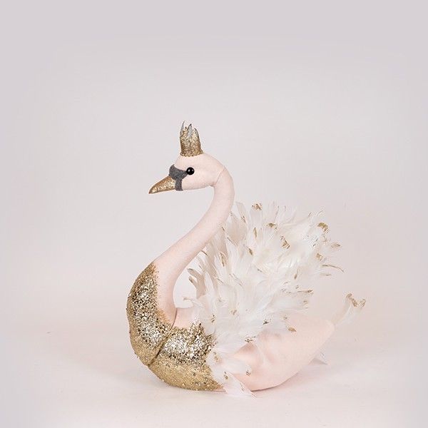 ΒΕΛΟΥΔΙΝΟΣ ΚΥΚΝΟΣ, ΡΟΖ ΜΕ ΧΡΥΣΟ GLITTER, 27x22x28cm Eurolamp 600-47717