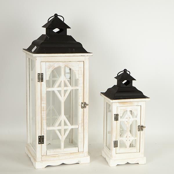 S/2 ΦΑΝΑΡΙΑ ΜΕΤΑΛΛΙΚΗ - ΞΥΛΙΝΑ ΛΕΥΚΑ 24x24x62cm/17x17x40cm Eurolamp 752-10021