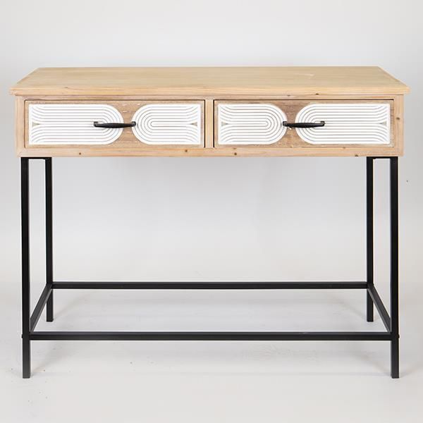ΚΟΝΣΟΛΑ ΞΥΛΙΝΗ NATURAL - ΛΕΥΚΗ 100x41x80.5cm Eurolamp 750-25021
