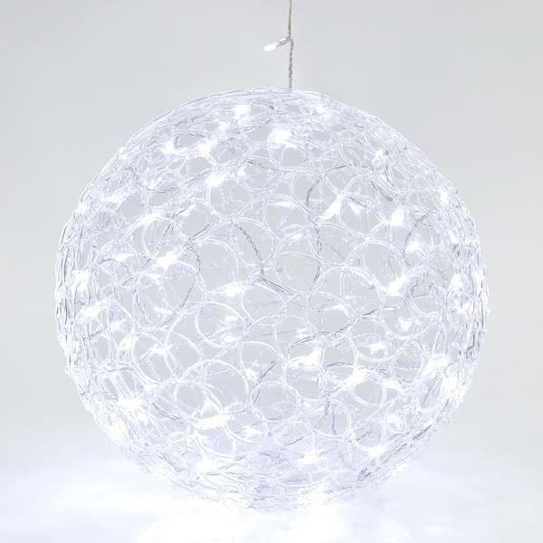 ΑΚΡΥΛΙΚΗ ΜΠΑΛΑ, 100 ΛΕΥΚΑ LED, ΜΕ ΜΕΤΑΣΧΗΜΑΤΙΣΤΗ, 40cm, IP44 Eurolamp 600-40089