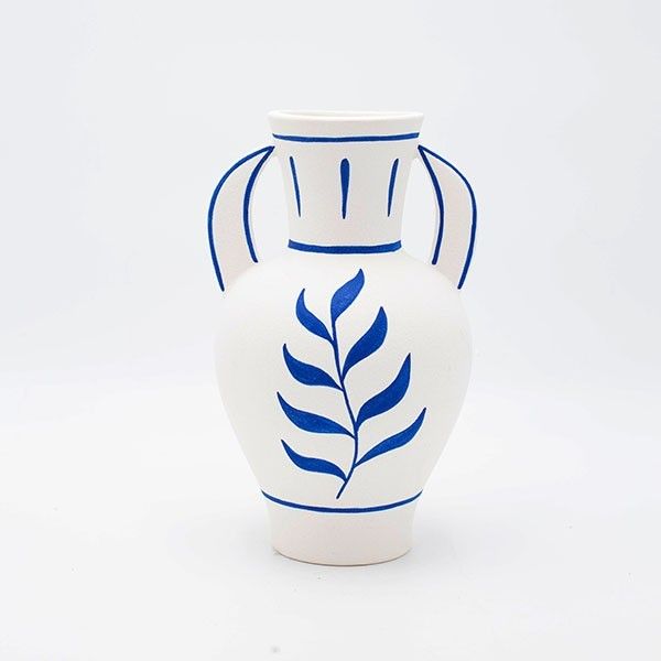 ΒΑΖΟ ΚΕΡΑΜΙΚΟ ΛΕΥΚΟ-ΜΠΛΕ 15.2x14.5x21.3cm Eurolamp 819-00225