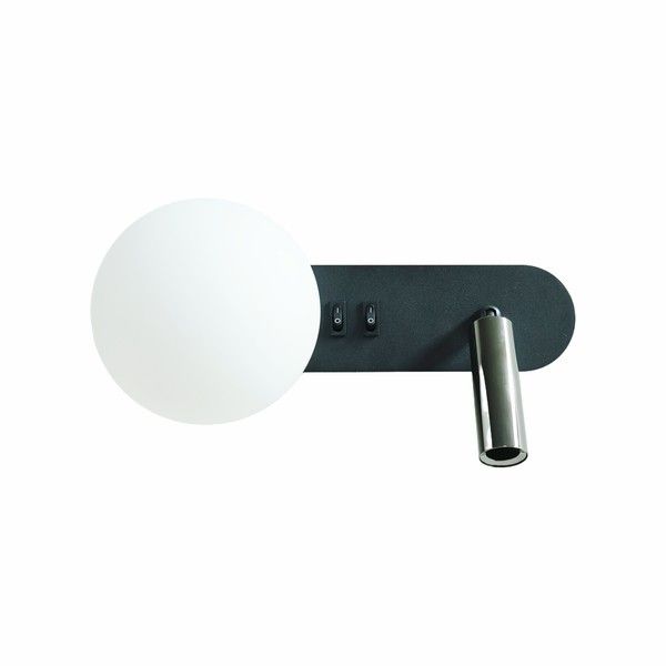 ΑΠΛΙΚΑ ΑΝΑΓΝΩΣΗΣ ΔΙΠΛΟΥ ΦΩΤΙΣΜΟΥ 1xG9 Max 7W + LED 3W 150Lm 3000K 270x152x120mm ΜΑΥΡΗ ARTE ILLUMINA NODE Eurolamp 145-22082