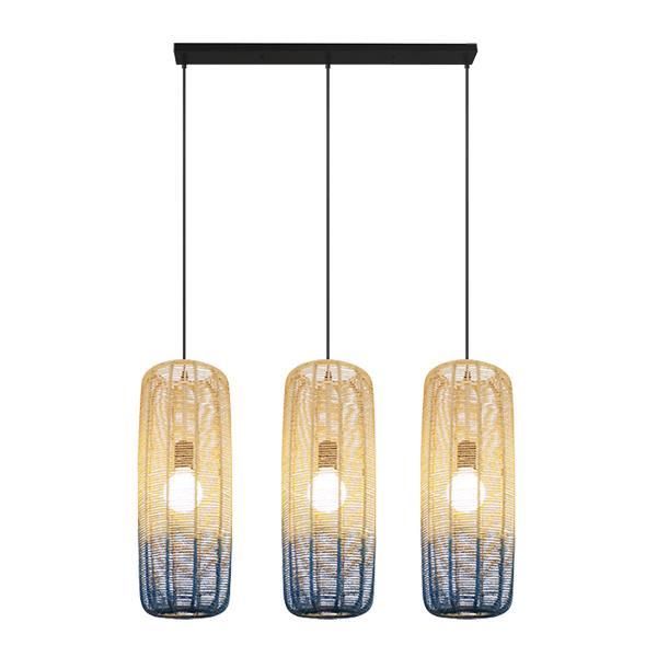 ΦΩΤΙΣΤΙΚΟ ΚΡΕΜΑΣΤΟ 3ΦΩΤΟ Ε27 L1000XH1200 RATTAN ΛΕΥΚΟ ΓΑΛΑΖΙΟ ARTE ILLUMINA KAI Eurolamp 144-33030
