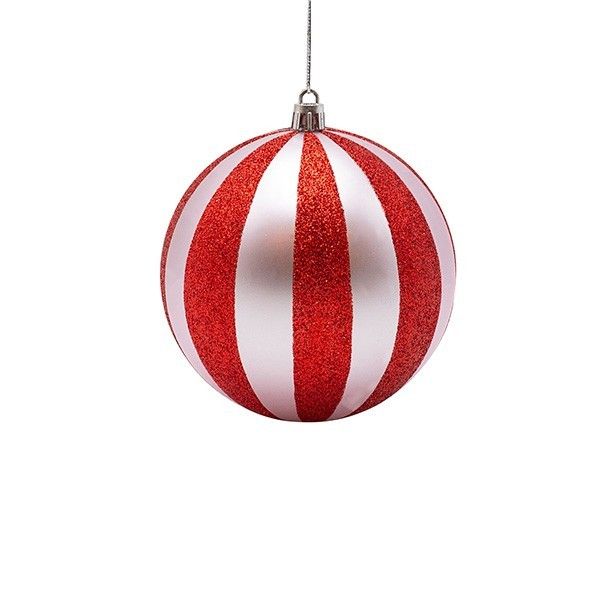 ΠΛΑΣΤΙΚΗ ΜΠΑΛΑ, ΡΟΖ ΜΕ ΚΟΚΚΙΝΟ GLITTER, ΣΕΤ 6ΤΜΧ, 10cm Eurolamp 600-47957