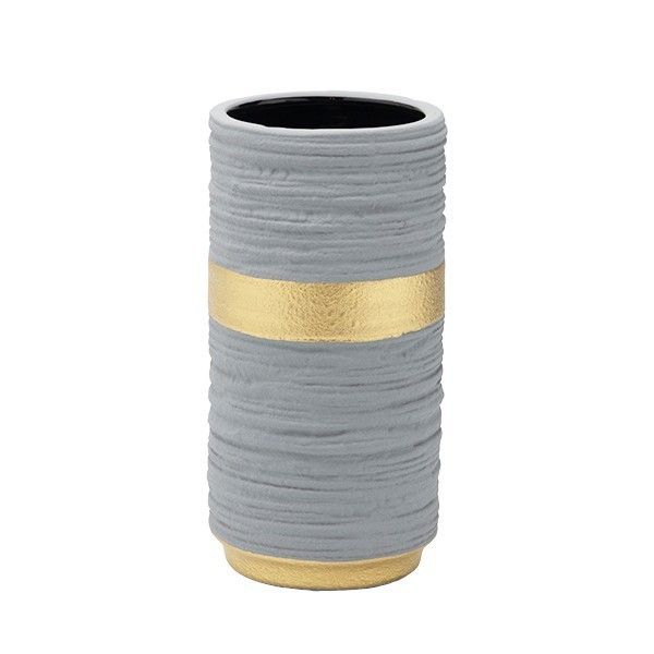 ΒΑΖΟ ΚΕΡΑΜΙΚΟ ΓΚΡΙ - ΧΡΥΣΟ 12x12x23cm Eurolamp 819-01867