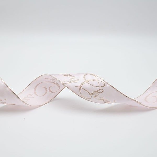 ΚΟΡΔΕΛΑ ΡΟΖ ΣΑΤΕΝ ΜΕ GLITTER MERRY CHRISTMAS, 914x6.3cm Eurolamp 600-47856