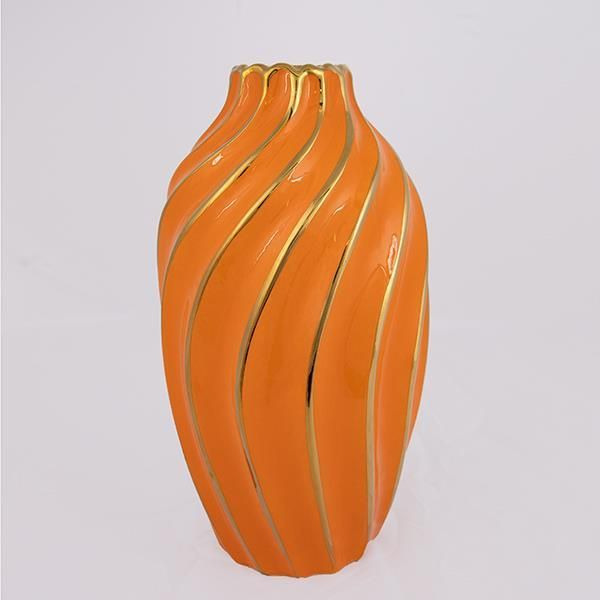 ΒΑΖΟ ΚΕΡΑΜΙΚΟ ΠΟΡΤΟΚΑΛΙ - ΧΡΥΣΟ 17x17x30.5cm Eurolamp 752-20184