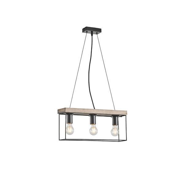 ΦΩΤΙΣΤΙΚΟ ΚΡΕΜΑΣΤΟ ΞΥΛO-ΜΕΤΑΛΛO 3ΦΩΤΟ 3XΕ27 Max 15W 480X125X1230mm ΜΑΥΡΟ-ΚΑΦΕ ARTE ILLUMINA MULTIPLA Eurolamp 144-30116