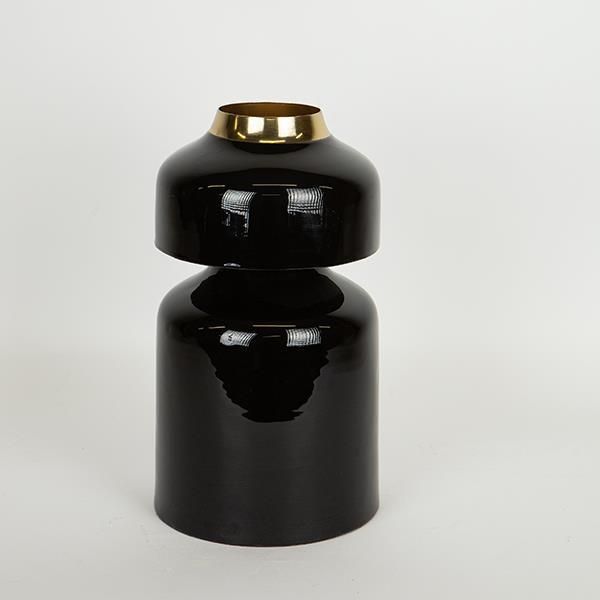 ΒΑΖΟ ΜΕΤΑΛΛΙΚΟ ΜΑΥΡΟ - ΧΡΥΣΟ 17x17x30cm Eurolamp 752-22026