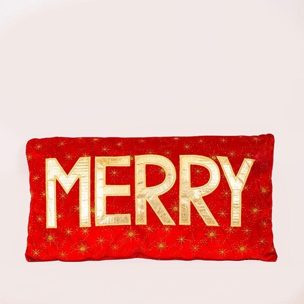 ΜΑΞΙΛΑΡΙ ΚΟΚΚΙΝΟ ΜΕ ΧΡΥΣΗ ΕΠΙΓΡΑΦΗ ''MERRY'', 35x64cm Eurolamp 600-46652