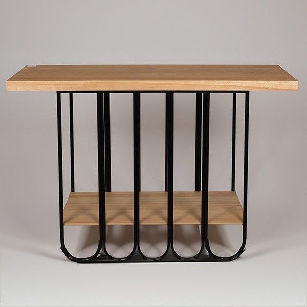 ΚΟΝΣΟΛΑ ΜΕΤΑΛΛΟ-ΞΥΛΟ ΦΥΣΙΚΟ-ΜΑΥΡΟ 120x40x78cm Eurolamp 810-00065