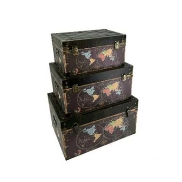 S/3 ΜΠΑΟΥΛΑ ΜΑΥΡΟ ΜΕ ΥΔΡΟΓΕΙΟΥΣ 56x34x31cm/ 48x29x25cm/ 40x24x20cm Eurolamp 810-00061