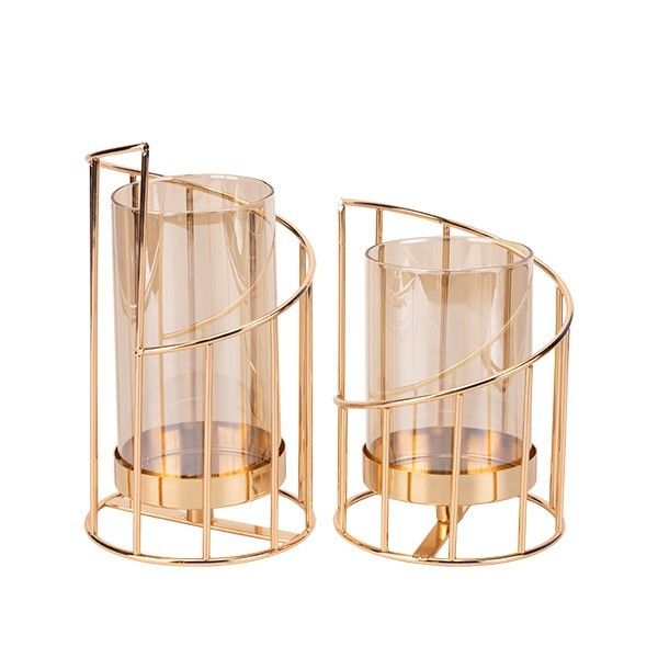 S/2 ΚΗΡΟΠΗΓΙΑ ΜΕΤΑΛΛΙΚΑ ΧΡΥΣΑ 11x11x20cm / 11x11x16cm Eurolamp 819-01870