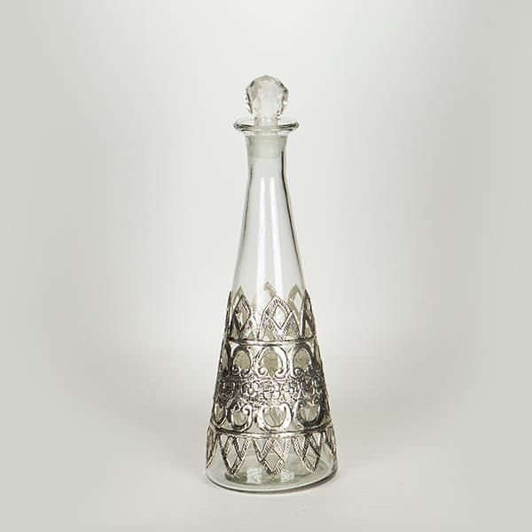 ΚΑΡΑΦΑ ΓΥΑΛΙΝΗ - ΜΕΤΑΛΛΙΚΗ ΑΣΗΜΙ 12x35cm Eurolamp 752-10512