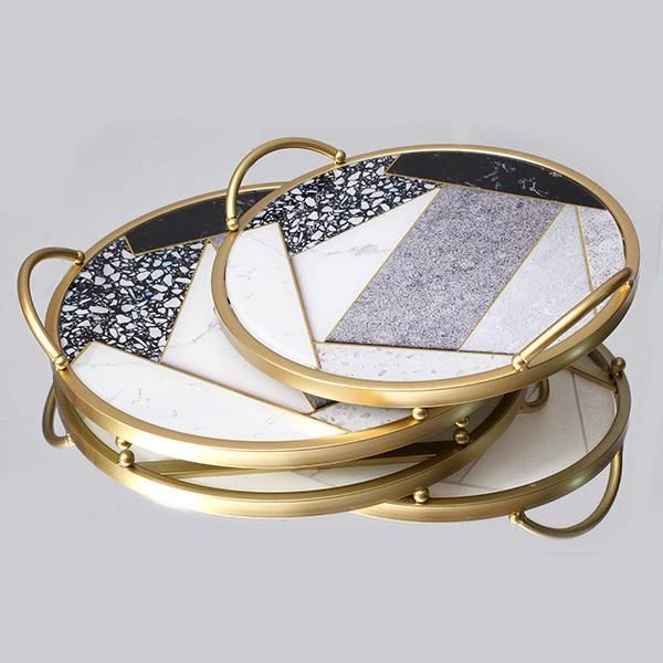 S/2 ΔΙΣΚΟΣ ΜΕΤΑΛΛΙΚΟΣ ΜΕ ΓΥΑΛΙ ΧΡΥΣΟΣ 35x35x6cm / 30x30x6cm Eurolamp 752-16039