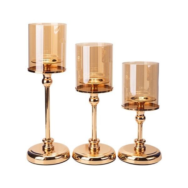 S/3 ΚΗΡΟΠΗΓΙΑ ΜΕΤΑΛΛΙΚΑ ΧΡΥΣΑ 39cm / 34cm / 29cm Eurolamp 819-01871