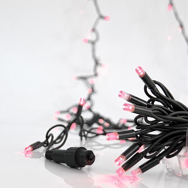 ΣΕΙΡΑ, 100 LED 5mm ΜΕ ΚΑΛΥΜΜΑ, 230V, 3 ΕΠΕΚΤΑΣΕΙΣ ΕΩΣ 9 ΣΕΤ, ΠΡΑΣΙΝΟ ΚΑΟΥΤΣΟΥΚ ΚΑΛΩΔΙΟ, ΡΟΖ LED ANA 10cm, ΠΡΟΕΚΤΑΣΗ ΠΑΡΟΧΗΣ 1.5m, ΙΡ65 Eurolamp 600-11112