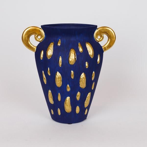 ΒΑΖΟ ΚΕΡΑΜΙΚΟ ΜΠΛΕ-ΧΡΥΣΟ 27.3x9.8x29cm Eurolamp 819-00367