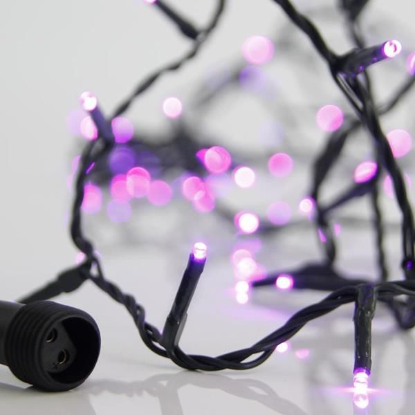ΣΕΙΡΑ, 100 LED 3mm, 31V ΜΕΤΑΣΧΗΜΑΤΙΣΤΗ, 4 ΕΠΕΚΤΑΣΕΙΣ ΕΩΣ 3 ΣΕΤ, ΠΡΑΣΙΝΟ PVC ΚΑΛΩΔΙΟ, ΜΩΒ LED ΑΝΑ 5cm, ΠΡΟΕΚΤΑΣΗ ΠΑΡΟΧΗΣ 3m, ΙΡ44 Eurolamp 600-11334