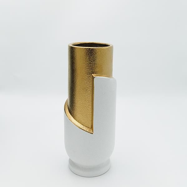 ΒΑΖΟ ΚΕΡΑΜΙΚΟ ΛΕΥΚΟ - ΧΡΥΣΟ 12.5x12.5x30.5cm Eurolamp 819-00102