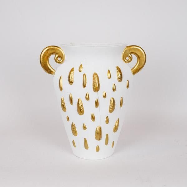 ΒΑΖΟ ΚΕΡΑΜΙΚΟ ΛΕΥΚΟ-ΧΡΥΣΟ 33.5x15.2x37.5cm Eurolamp 819-00366