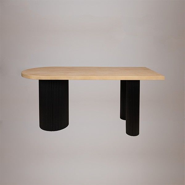 ΤΡΑΠΕΖΙ ΞΥΛΟ ΦΥΣΙΚΟ-ΜΑΥΡΟ 180x80x76.5cm Eurolamp 810-00064