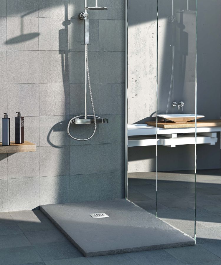 Sanitec A220 Ντουζιέρα Flat Stone 80×80 A220G-28-Anthracite