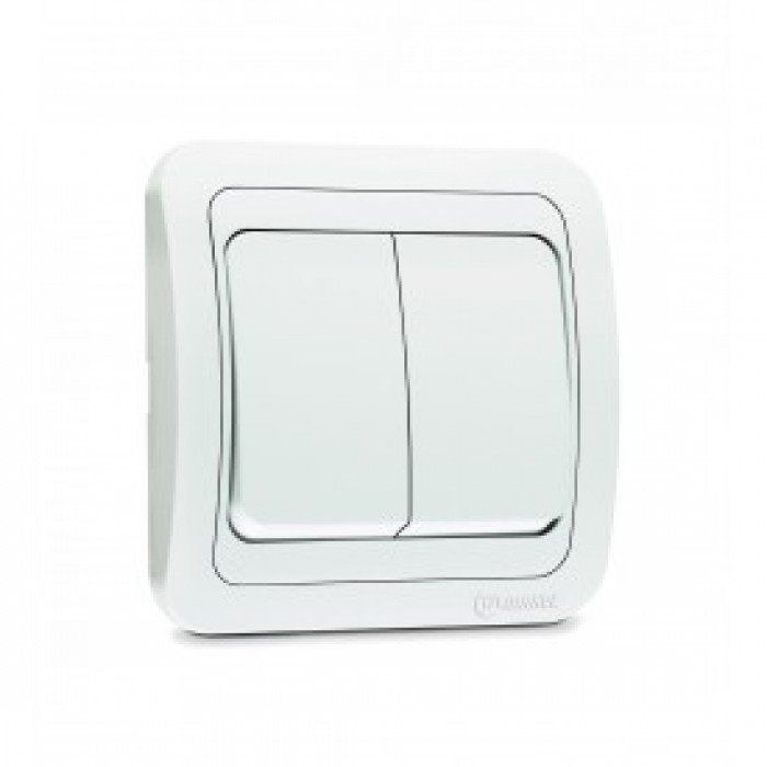 Διακόπτης Διπλός (Κομιτατέρ) Χωνευτός Απλός Λευκός Makel Mimoza 12103