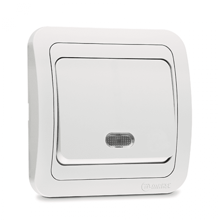 Διακόπτης Χωνευτός Λευκός Μπουτόν με φως Makel Mimoza 12124