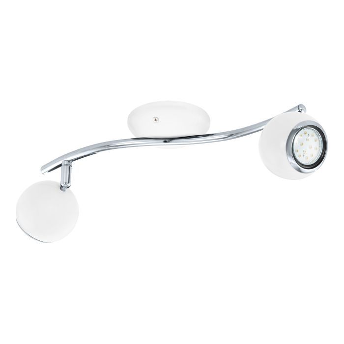 Σποτ Δίφωτη Ράγα L34xH10cm 2xGU10 2x2,8w 3000Κ 2x250lm Ατσάλι Νίκελ-Λευκό Eglo Bimeda 31002