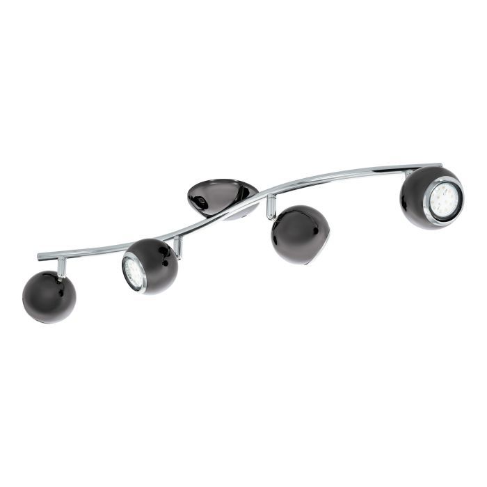 Σποτ Τετράφωτη Ράγα L64cm 4xGU10 4x2,8w 3000Κ 4x250lm Ατσάλι Νίκελ-Μαύρο Eglo Bimeda 31008