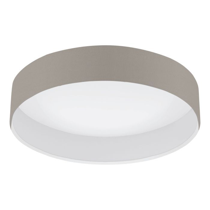 Φωτιστικό Πλαφόν Οροφής 3x11w Warm White 3x950lm Ø320xH90mm Νίκελ Ματ-Taupe Ύφασμα-Γυαλί Eglο Pasteri 31589