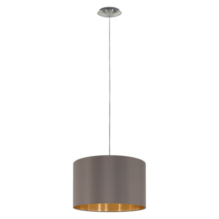 Κρεμαστό Φωτιστικό D38xH110cm Μονόφωτο 1xE27 Ύφασμα Καπουτσίνο Eglo Maserlo 31603