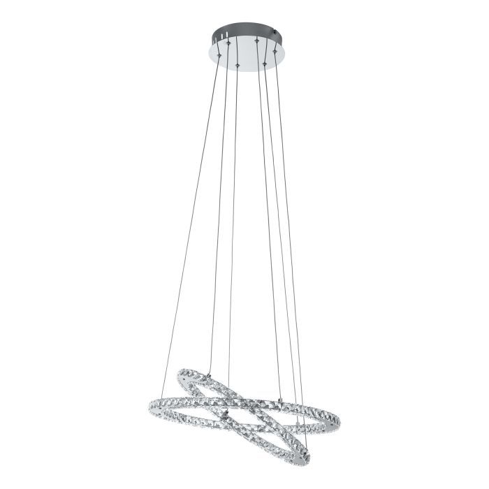 Φωτιστικό Κρεμαστό Ø550xH1200mm Led 29w 4300lm 4000Κ Χρωμέ-Κρύσταλλα Διάφανα Eglo Varrazo 31667