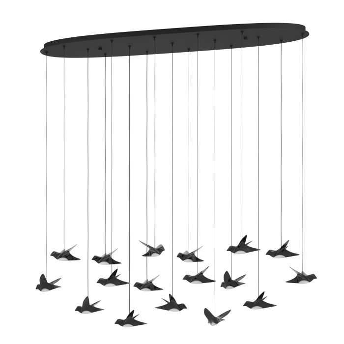 Κρεμαστό Φωτιστικό 148x26x220cm Led 17x3w Μαύρα Πουλιά Eglo Paratebueno 390353
