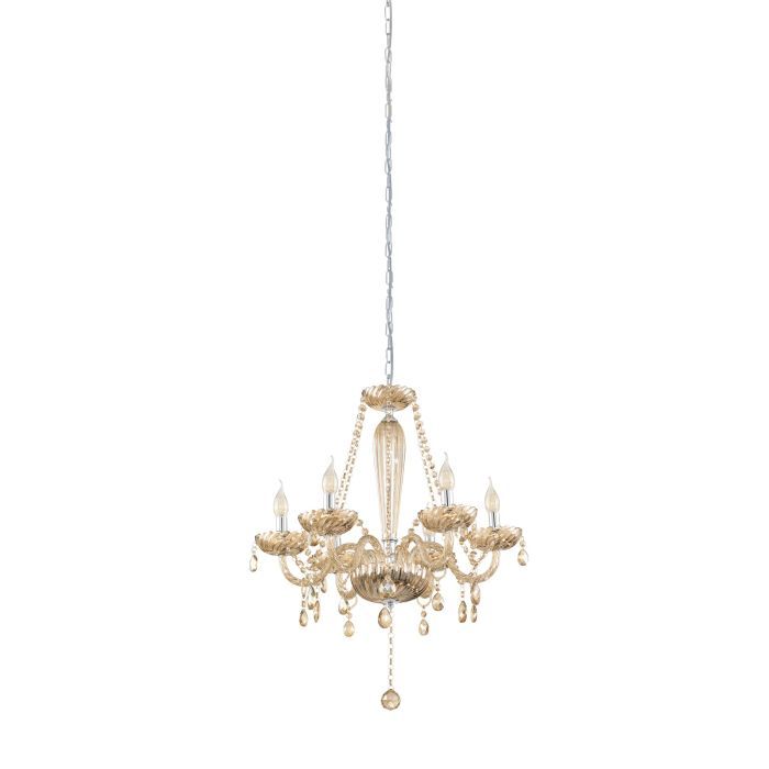  Πολυέλαιος Εξάφωτος 72xH130cm 6xE14 Χρώμιο -Μελί  Κονιάκ Eglo Basilano 39092 