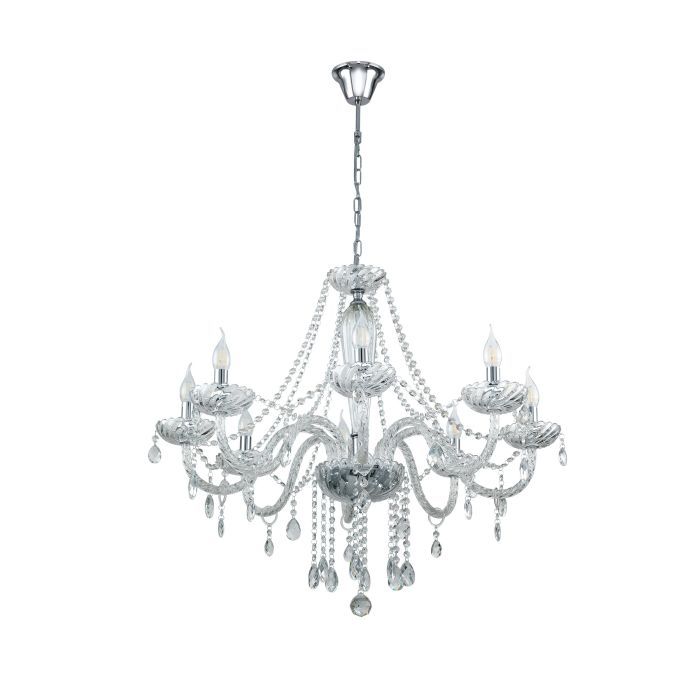 Πολυέλαιος Οκτάφωτος 82xH130cm 8xE14 Χρώμιο -Διάφανο Eglo Basilano 39101