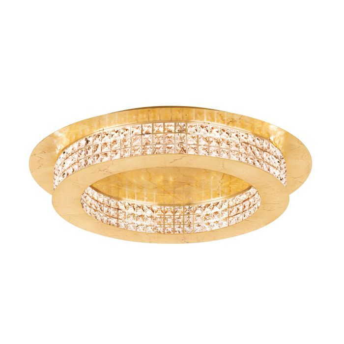 Φωτιστικό Πλαφόν Οροφής Ø50xH10,55cm 10x3,14 watt 3800lm Warm White Dimmable Χρυσαφί-Διάφανα Κρύσταλλα Eglo Principe 39406