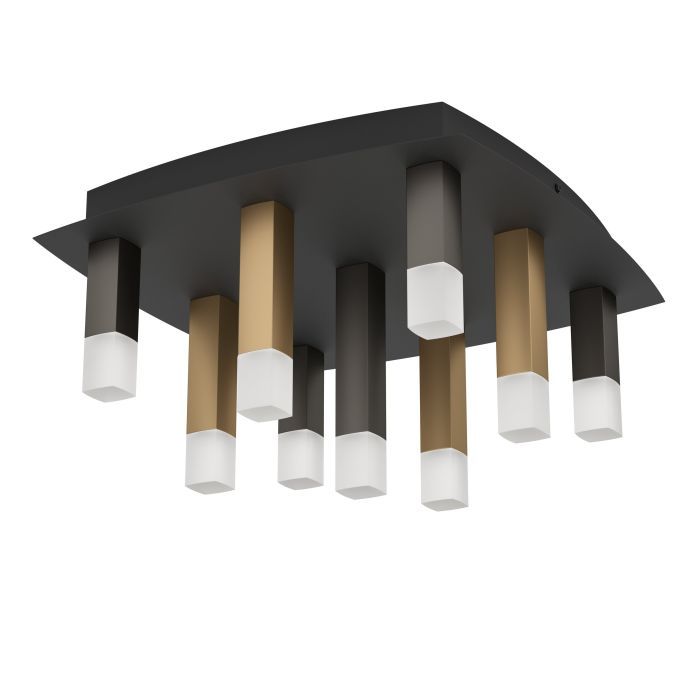Πλαφονιέρα Οροφής 42xH23,5cm LED 3000K Μαύρο-Γκρι-Καφέ Γυαλί Σατινέ Eglo Estanterios 39905